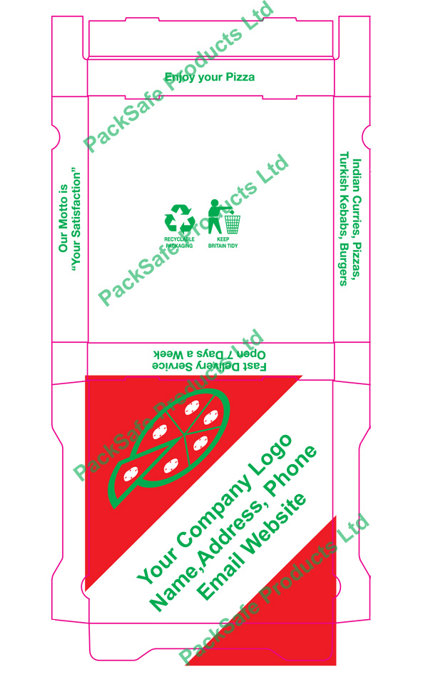 Pizza Box - Pre Printed Design + Your Logo
